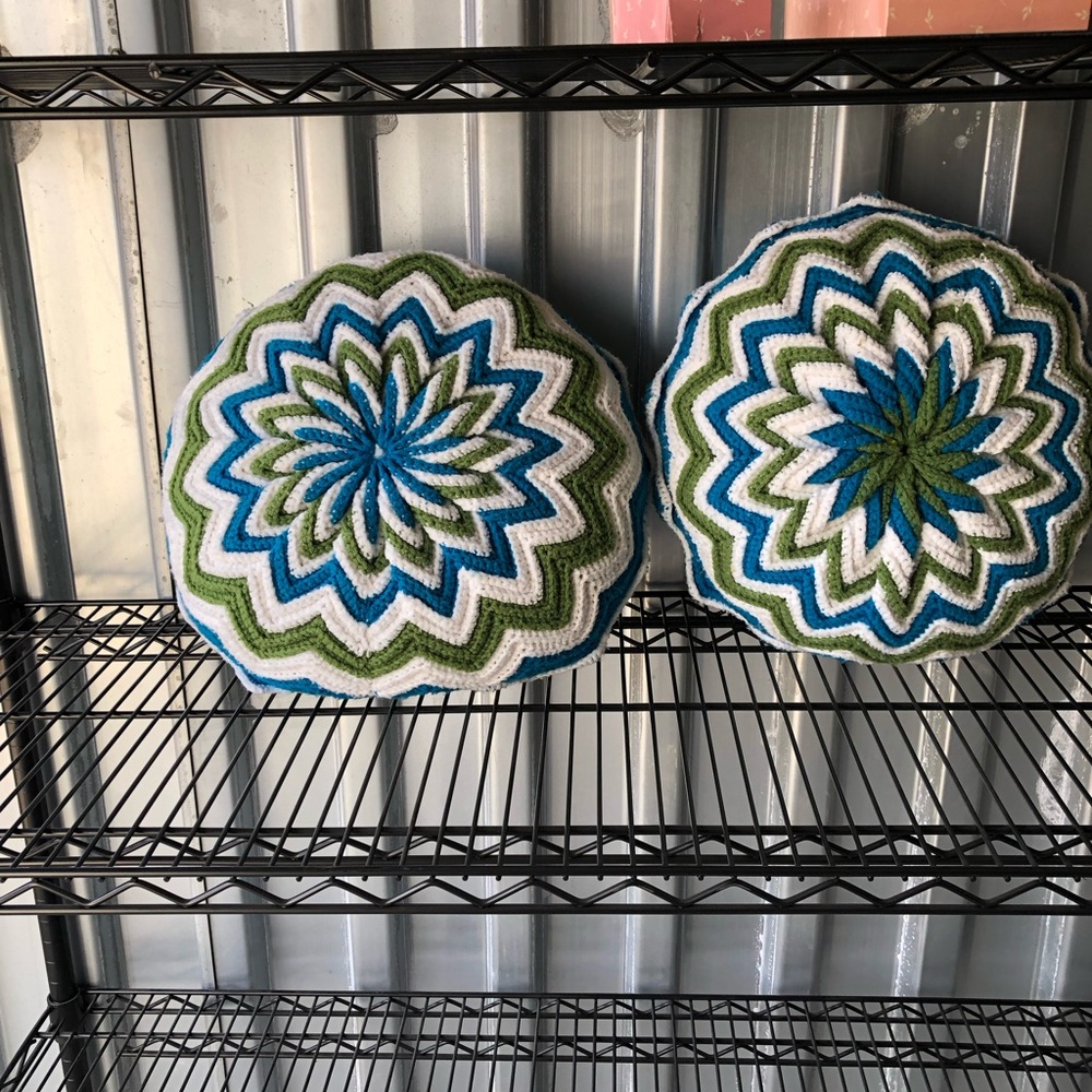 Vintage crocheted decorative pillows